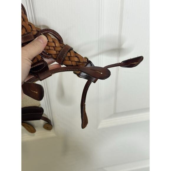 Brighton Brown Woven Leather Suspenders With Button Hooks One Size USA - Picture 3 of 9